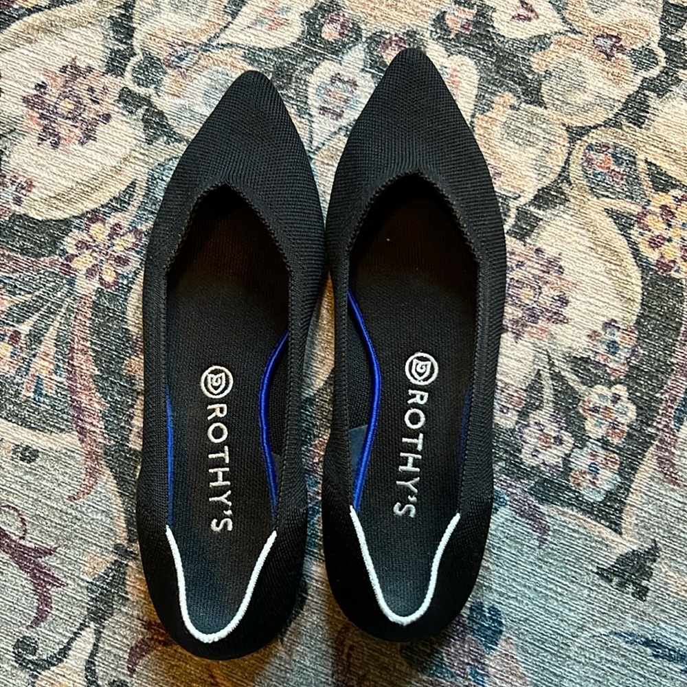 Rothy’s Pointed Toe Flats, black, 10